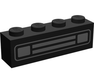 LEGO Black Brick 1 x 4 with Car Grille and Headlights White Pattern (3010)