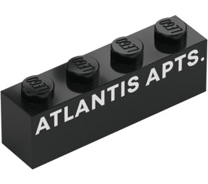 LEGO Sort Klods 1 x 4 med "ATLANTIS APTS." (3010)