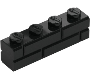 LEGO Black Brick 1 x 4 with Embossed Bricks (15533)