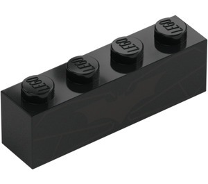 LEGO Svart Kloss 1 x 4 med grå Batman logotyp (3010)