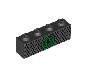 LEGO Nero Mattoncino 1 x 4 con Verde symbol Nero dots (3010 / 36443)