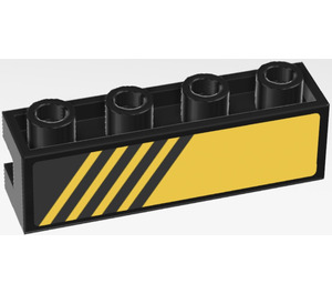 LEGO Black Brick 1 x 4 with Groove with Yellow and Black Gradated Stripes (Left) Sticker (2653)