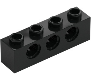 LEGO Negro Ladrillo 1 x 4 con Agujeros (3701)