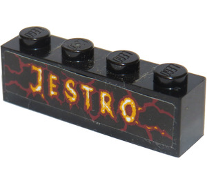 LEGO Black Brick 1 x 4 with 'JESTRO' Sticker (3010)