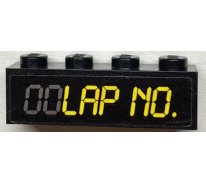 LEGO Black Brick 1 x 4 with 'LAP NO.' Sticker (3010)