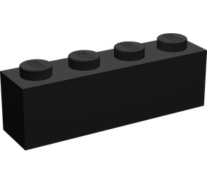 LEGO Zwart Steen 1 x 4 met Legoland-logo Zwart (3010)