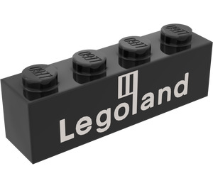 LEGO Nero Mattoncino 1 x 4 con Legoland-logo Bianco (3010)