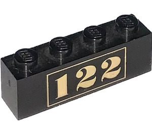 LEGO Zwart Steen 1 x 4 met Metalic Gold '122' (3010)