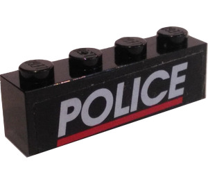LEGO Black Brick 1 x 4 with Police Logo Sticker (3010)