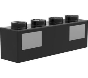LEGO Schwarz Backstein 1 x 4 mit Silber Auto Headlights (3010)