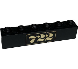LEGO Schwarz Backstein 1 x 6 mit "722" (3009)