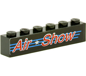 LEGO Black Brick 1 x 6 with 'Air Show' Sticker (3009)