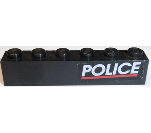 LEGO Black Brick 1 x 6 with 'POLICE' with Red Line (Right) Sticker (3009)