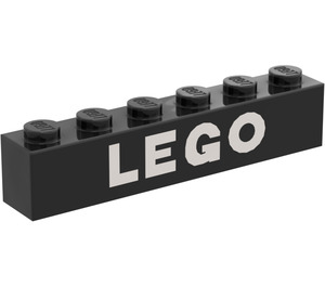 LEGO Black Brick 1 x 6 with White "LEGO" (3009)