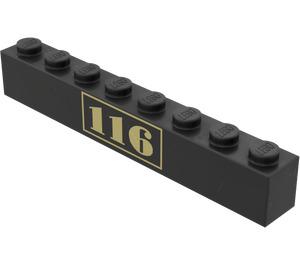 LEGO Black Brick 1 x 8 with '116' (3008)