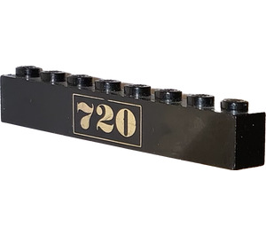 LEGO Noir Brique 1 x 8 avec "720" (3008)