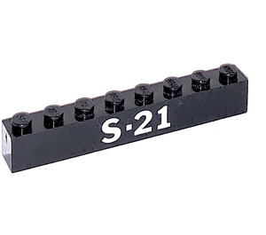 LEGO Black Brick 1 x 8 with 'S-21' (3008)