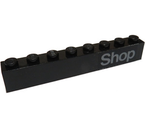 LEGO Noir Brique 1 x 8 avec 'Shop' Autocollant (3008)