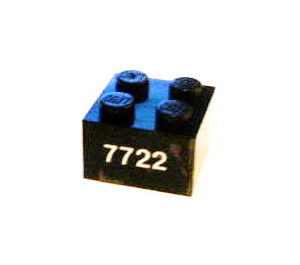 LEGO Zwart Steen 2 x 2 met '7722' Sticker (3003)