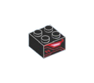 LEGO Schwarz Backstein 2 x 2 mit Drachen Eye Muster (3003)