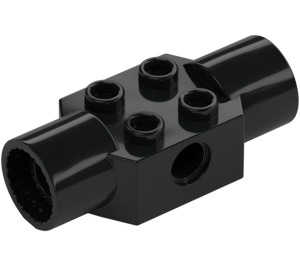 LEGO Zwart Steen 2 x 2 met Gat en Twee Rotatiegewricht Sockets (48172 / 48461)