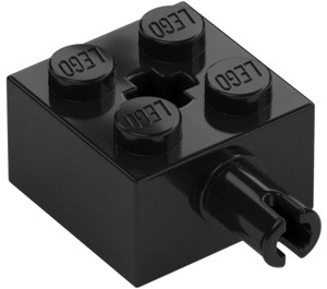 LEGO Svart Kloss 2 x 2 med Stift og akselhull (6232 / 42929)