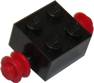 LEGO Zwart Steen 2 x 2 met Rood Single Wielen (3137)