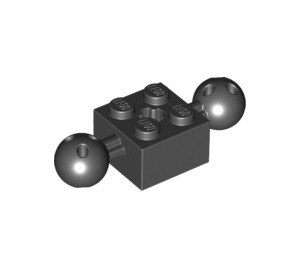 LEGO Noir Brique 2 x 2 avec Deux Balle Joints avec trous dans la boule et le trou d'essieu (17114)