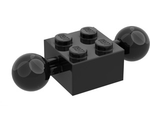 LEGO Schwarz Stein 2 x 2 mit Zwei Ball Joints ohne Löcher in der Kugel (57908)