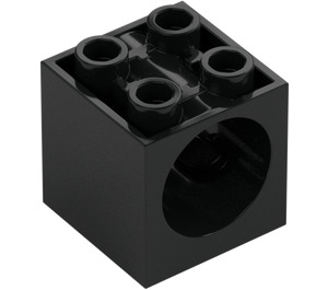 LEGO Black Brick 2 x 2 x 1.3 with Worm Gear Screw Hole (73764)