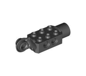 LEGO Black Brick 2 x 3 with Holes, Rotating with Socket (47432)