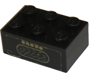 LEGO Black Brick 2 x 3 with Radio with 5 Buttons Sticker (3002)