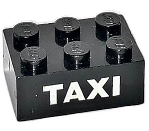 LEGO Noir Brique 2 x 3 avec blanc 'TAXI' dans Sans-Serif Font (Plus tôt, sans supports croisés) (3002)