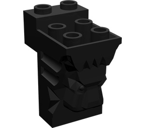 LEGO Zwart Steen 2 x 3 x 3 met Lion's Hoofd Carving en Uitsparing (30274 / 69234)