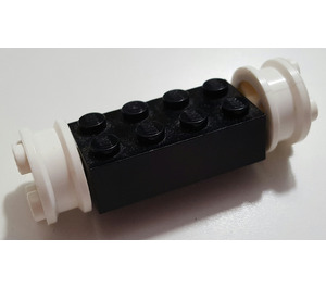 LEGO Black Brick 2 x 4 Wheels Holder with White Freestyle Wheels Assembly (4180)