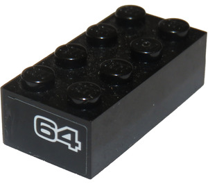 LEGO Noir Brique 2 x 4 avec '64' Autocollant (3001)