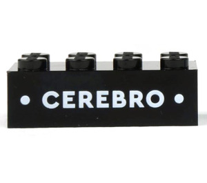 LEGO Black Brick 2 x 4 with 'CEREBRO' in White