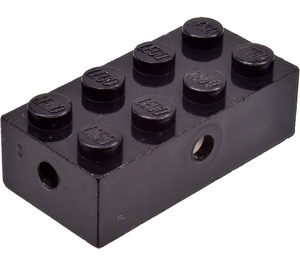 LEGO Black Brick 2 x 4 with Wheels Holder (Transparent Bottom)