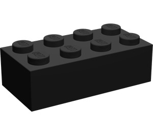 LEGO Black Brick 2 x 4 without Cross Supports with Frosted Horizontal Line
