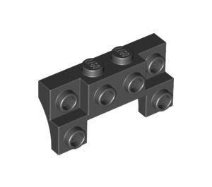 LEGO Zwart Steen 2 x 4 x 0.7 met Voorkant Studs en dunne zijbogen (14520)