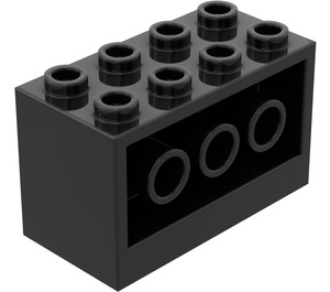 LEGO Schwarz Stein 2 x 4 x 2 mit Löcher auf Seiten (6061)