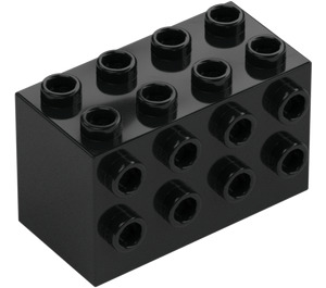 LEGO Musta Palikka 2 x 4 x 2 jossa Nupit päällä Sivut (2434)