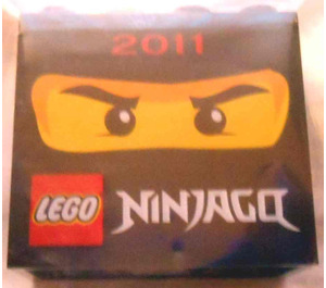 LEGO Black Brick 2 x 4 x 3 with Red 2011 and White NINJAGO and Eyes in Mask (30144)