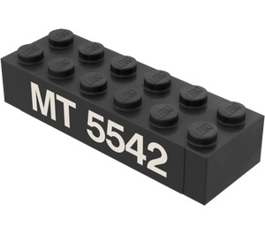 LEGO Noir Brique 2 x 6 avec 'MT 5542' Autocollant (2456)