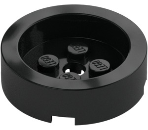 LEGO Svart Kloss 4 x 4 Rund med Recessed Senter (68325)