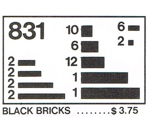 LEGO Schwarz Bricks Parts Pack 831