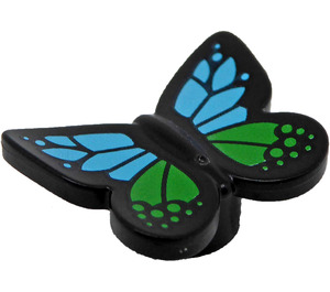 LEGO Schwarz Butterfly (Smooth) mit Blau und Green Dekoration (80674)
