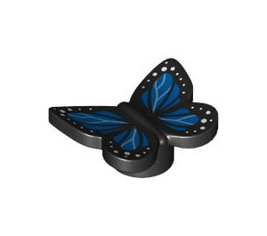 LEGO Schwarz Butterfly (Smooth) mit Blau und Weiß (80674 / 103358)