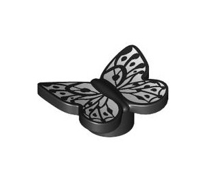 LEGO Schwarz Butterfly (Smooth) mit Weiß (80674 / 107004)