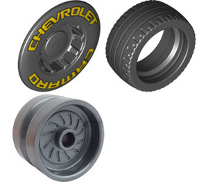 LEGO Black Chevrolet Tire with Wheel and Hub Cap